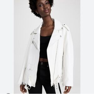 BlanK NYC blogger white biker style faux leather jacket size Medium NEW